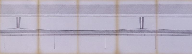 Projet de pont à reconstruire sur la Seine : profil des travées centrales du nouveau pont, 1963.