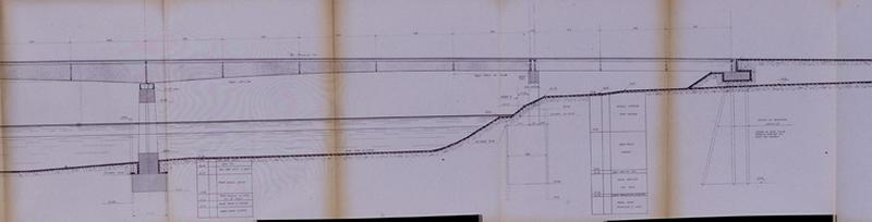 Projet de pont à reconstruire sur la Seine : profil partiel des structures des travées du nouveau pont du côté de la rive de Draveil, 1963.