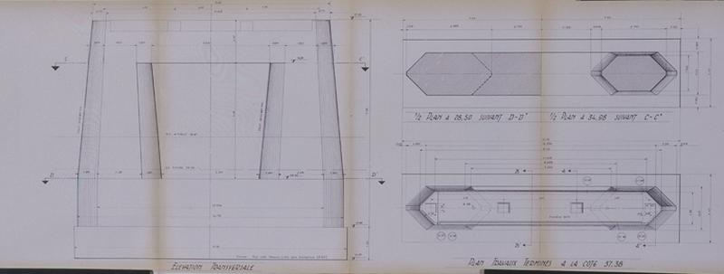 Projet de pont à reconstruire sur la Seine : plan et profil des piles du nouveau pont, 1963.