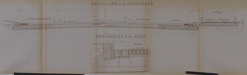 Plans et profils relatifs au projet d'élargissement de la R.N. 7 dans sa traversée de Juvisy, 1954.