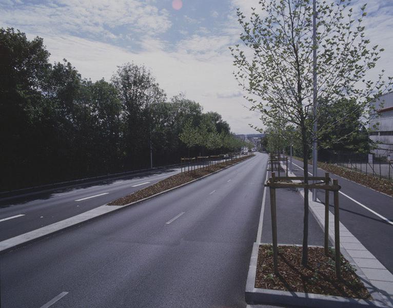 La R.N.7 en direction de Viry-Châtillon, au niveau du pont des Belles fontaines, après les plantations paysagères de 2007.