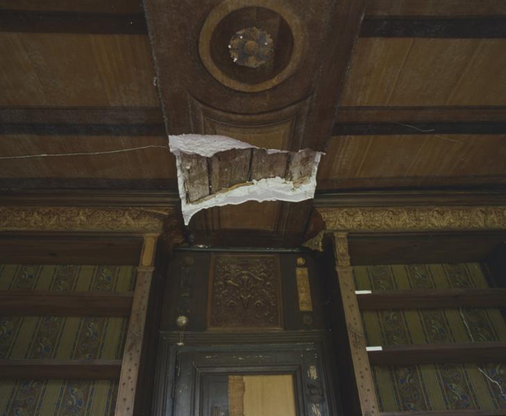 Détail du décor peint du plafond de l'ancienne bibliothèque de Camille Flammarion.