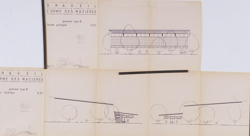 Gymnase type B : plans des façades principale et latérales.