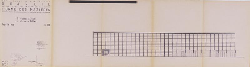 Ecoles de garçons et de filles (douze classes chacune) : plan de la façade.