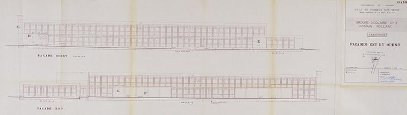 Plan des façades est et ouest.