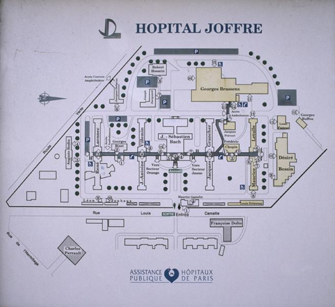 Plan d'ensemble (panneau situé à l'entrée de l'hôpital).