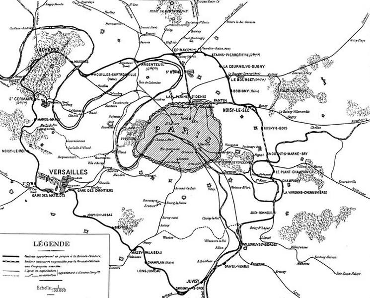 Le réseau de la 'Grande Ceinture', à l'achèvement de la boucle vers 1883-1884