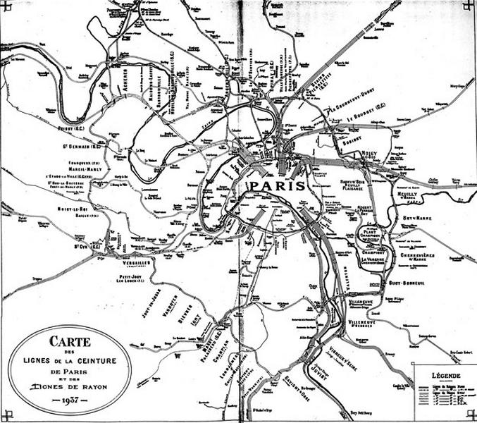 Le réseau de la 'Grande Ceinture' en 1937