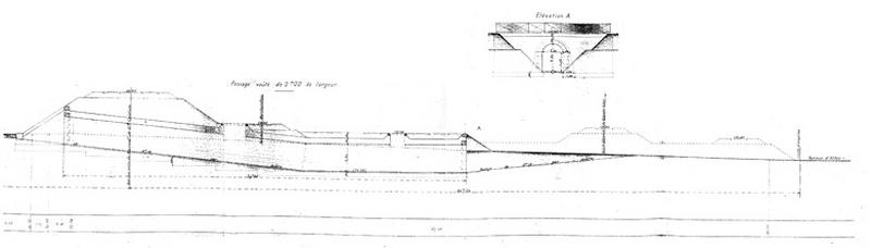 Gare de Juvisy-voyageurs (1e gare) : passage souterrain voûté pour piétons sous les voies donnant sur l'avenue de Seine : plan du projet, non signé, daté du 11 août 1903.