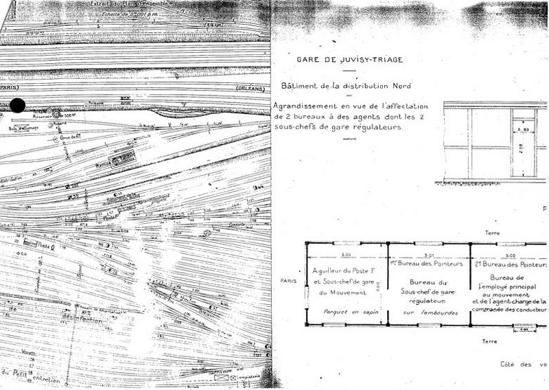 Gare de Juvisy-triage : agrandissement du bâtiment de la distribution nord : plan de situation, élévation et plan détaillé : document non signé, daté du 6 février 1918.