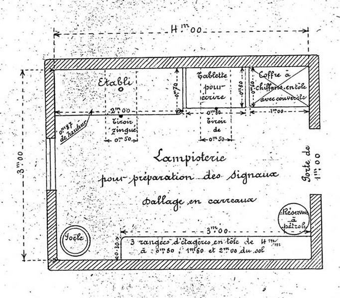 Gare de Juvisy-Dépôt : bâtiment à usage de lampisterie projetée : plan de détail de l'aménagement intérieur : document non signé, daté du 7 octobre 1912.