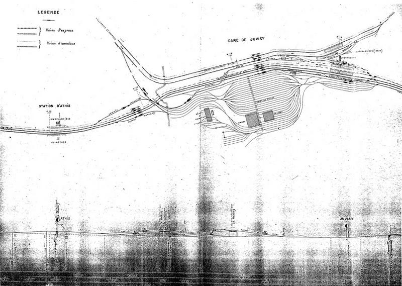 La gare et ses voies ferrées (voyageurs et triage) : projet de doublement des voies du réseau P.O. entre Paris et la bifurcation de Vendôme près de Brétigny : avant-projet non signé, non daté.