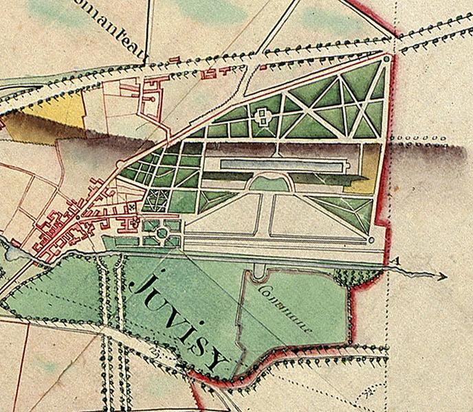 Le plan du parc d'après le Plan d'Intendance dressé en 1785.