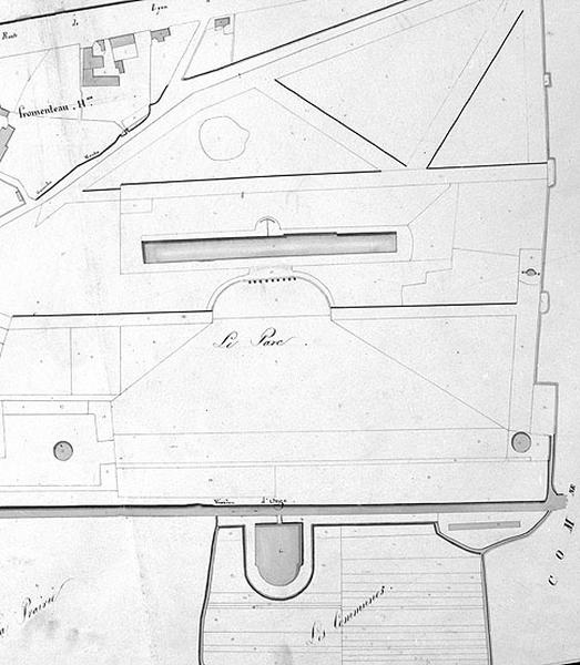 Plan du parc avant son lotissement, d'après le cadastre napoléonien : section B, 1811.