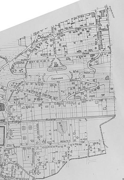 Plan topographique de Juvisy dressé par L. Poussin en 1945 : détail du plan correspondant au lotissement du parc.