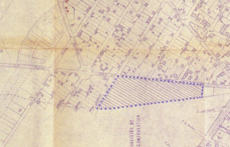 Plan de reconstruction et d'aménagement de la ville de Juvisy, non daté (1947 environ) : détail de la cité H.L.M.