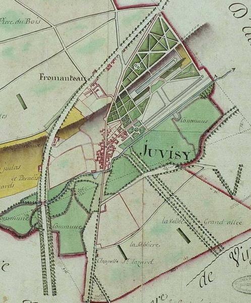 Plan d'intendance de Juvisy, levé le 8 août 1785 : détail du bourg.