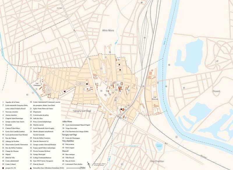 Plan de localisation des principales oeuvres étudiées à Juvisy.