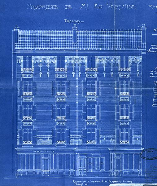 Plan bleu, façade maison Verluise.