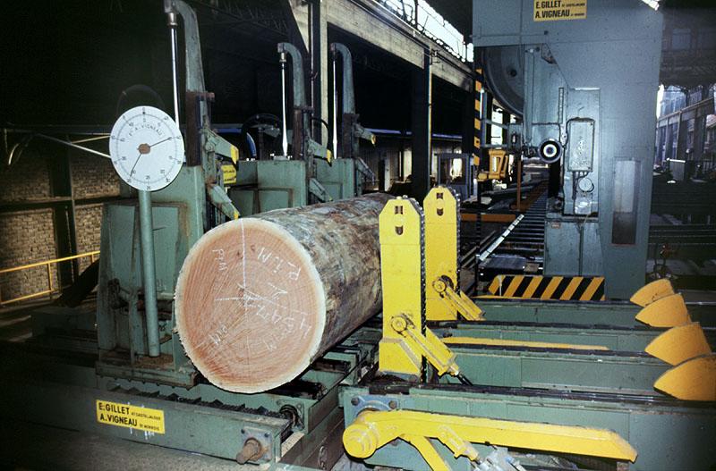 Scierie, usine de bois de placage de la société parisienne de bois tranchés et déroulés