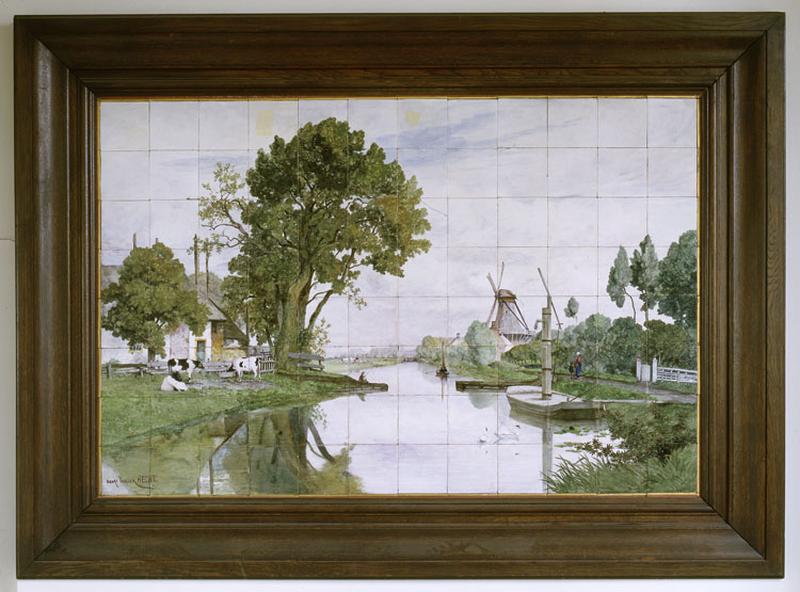 Revêtement mural représentant un paysage de rivière ou de canal