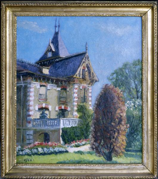 Tableau signé et daté 1944 représentant la villa avant ses extensions.