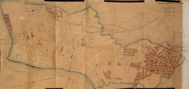 Plan localisant en rouge les lotissements défectueux dont l'aménagement est terminé.