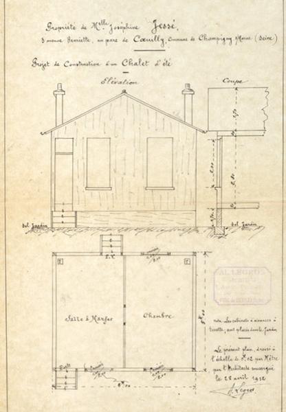 Demande d'autorisation de construire d'un chalet d'été à Coeuilly pour le compte de Melle Joséphine Jessé.