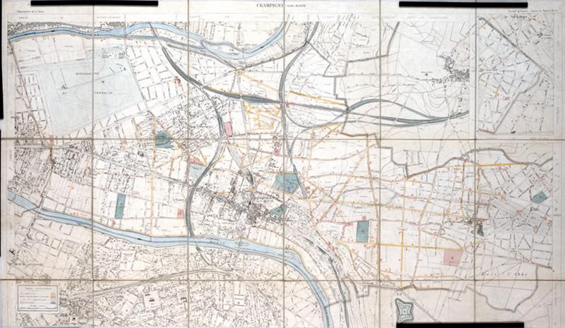 Plan d'aménagement de la commune, non identifié, appartenant à l'un des premiers documents d'urbanisme communal.