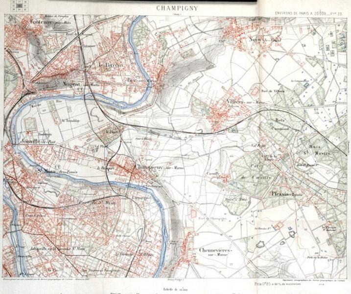 Planche 23 de la carte d'état major révisée en 1887.