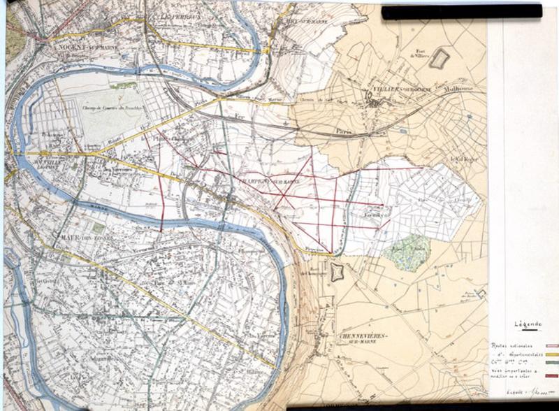 Plan d'aménagement de Champigny, routes projetées, 1928.