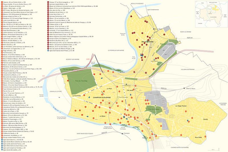 Plan de localisation des oeuvres présentées dans l'ouvrage.