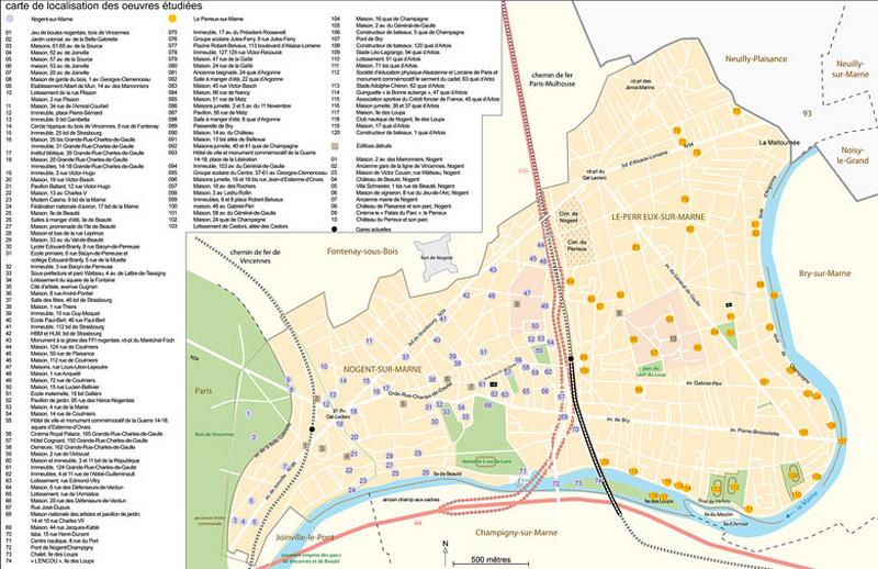 Plan de localisation des oeuvres présentées dans l'ouvrage.