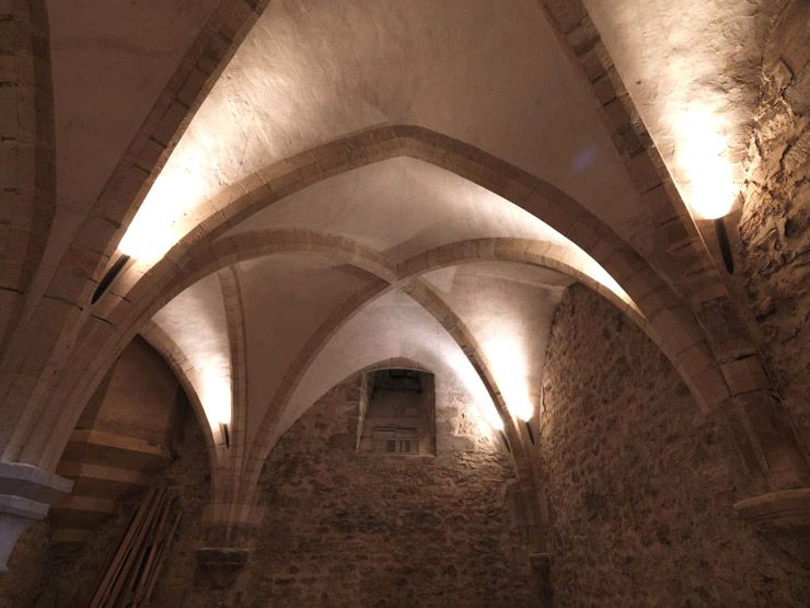 La salle voûtée du sous-sol : le voûtement (travée de l'angle sud-ouest).