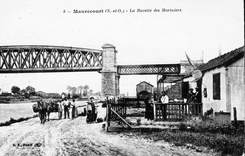 les bords de l'Oise: le chemin de halage, la buvette et le pont Eiffel