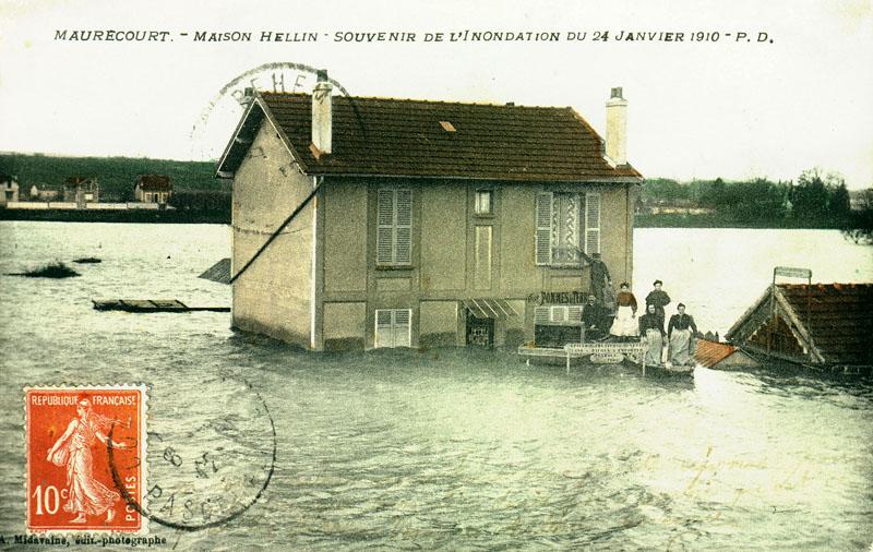Une maison à Fin d'Oise lors des inondations de 1910