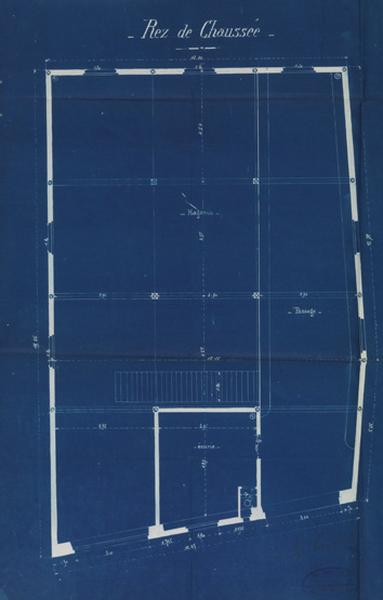 Plan du rez-de-chaussée de l'entrepôt industriel Duborjal.