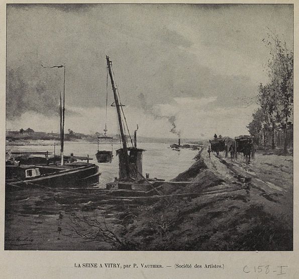 La Seine à Vitry-sur-Seine. ( Musée de la batellerie, Conflans-Sainte-Honorine. Fonds Carivenc, C158-1)