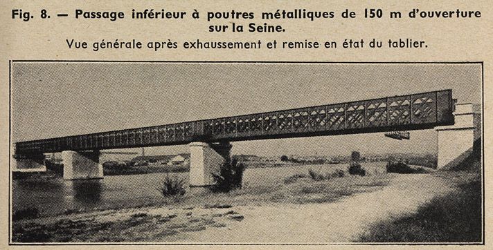 Voie ferrée dit raccordement de Valenton de la ligne de Grande Ceinture. Pont métallique sur la Seine. Tiré de : Le raccordement de Valenton/ M. Habouzit. In Revue Générale des Chemins de Fer, 1er mai 1938, p. 287-298.