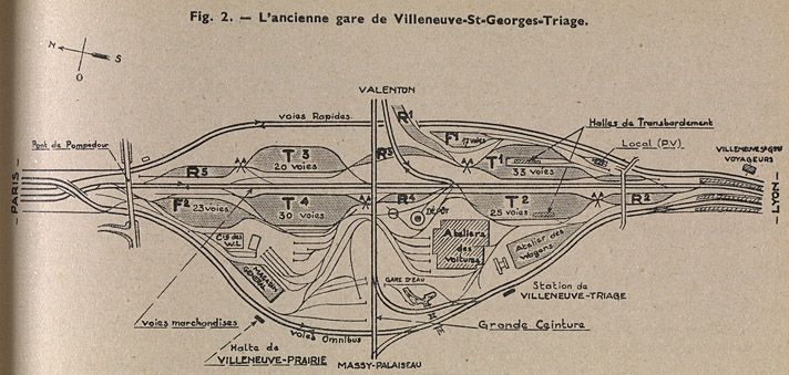Villeneuve-Saint-Georges. Plan de l'ancienne gare de Villeneuve-Saint-Georges-Triage. Tiré de :  Revue Générale des Chemins de Fer", juin 1948.
