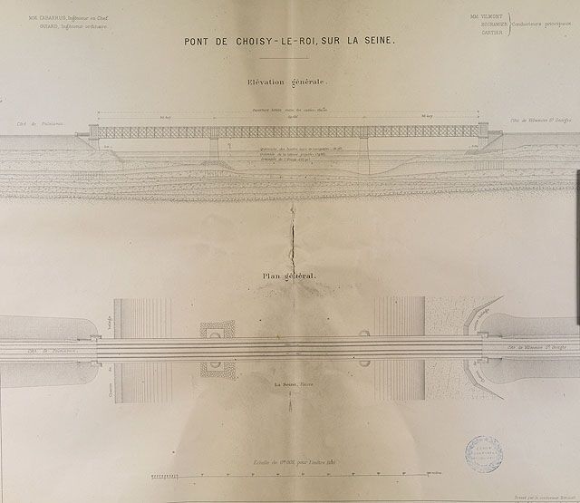 Choisy-le-Roi. Pont ferroviaire de la Grande Ceinture. Elévation et plan général. (Ecole nationale des ponts et chaussées)