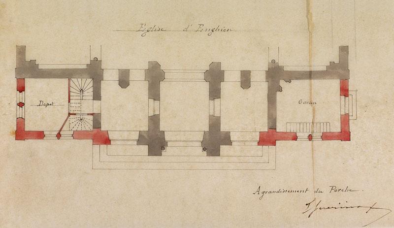 Projet d'agrandissement de l'église par l'architecte Guérinot en 1866.