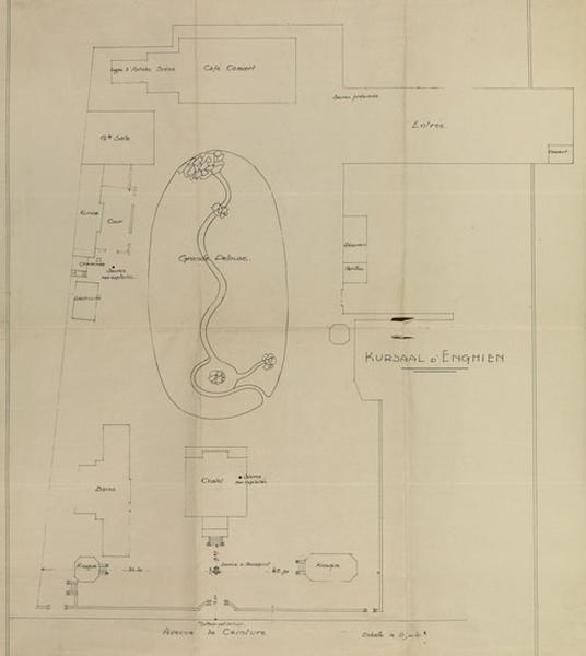 Plan général de la parcelle avec les nouveaux aménagements exécutés par Bressoux dès 1902 pour le kursaal et l'établissement thermal.