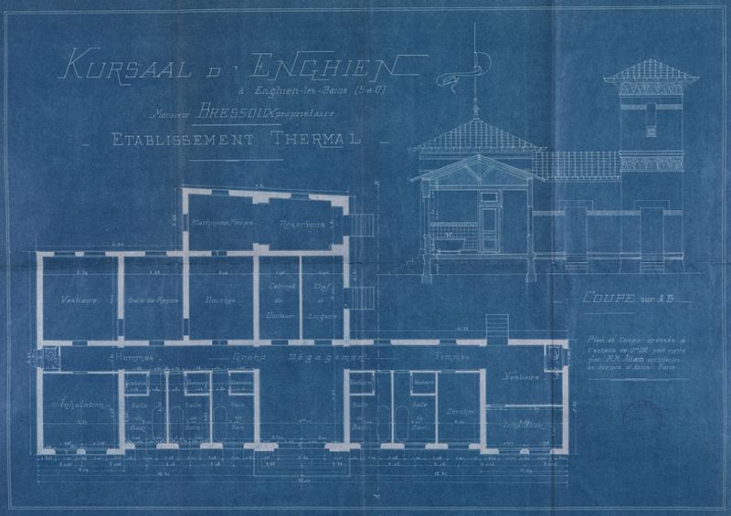 Plan et coupe de l'établissement, 1902.