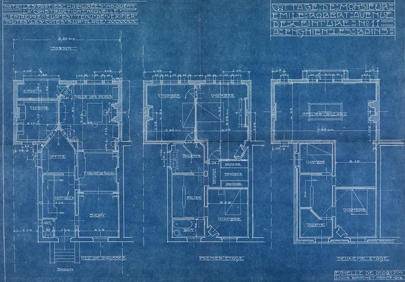 Plans des trois niveaux de l'édifice, 1912.