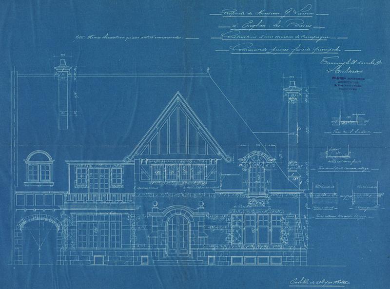 Elévation par l'architecte Charles Bourgeois en 1912. Bleu d'architecte conservé aux archives communales.