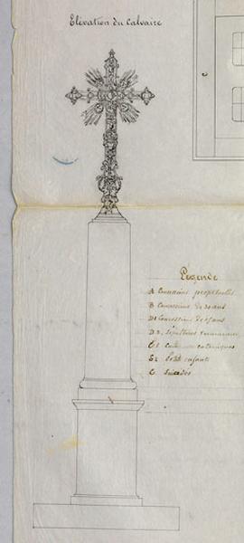 Dessin de la première croix de cimetière.