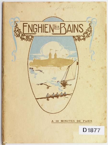 Représentation du lac et du casino en ombre chinoise, en couverture d'un guide destiné aux curistes et villégiateurs.