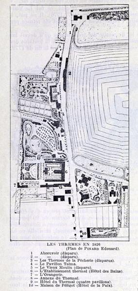 Plan du quartier des thermes vers 1826.
