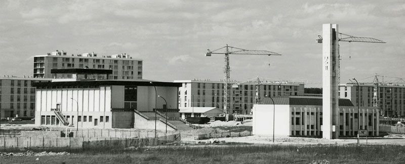 Les chantiers de construction des églises Saint-Paul et Saint-Marc. Photographie. (AM Le Havre, fonds Le Donné, 337W 20)
